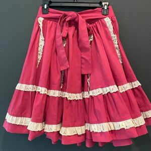 Vintage Fashions by Bettye full circle dancing skirt pink with white lace